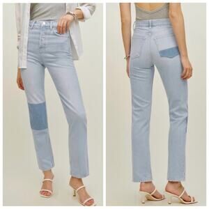Reformation Tahoe Cynthia Patch High Rise Straight Button Fly Denim Jeans-26